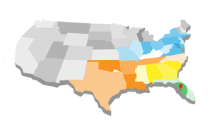 Shipping map of USA
