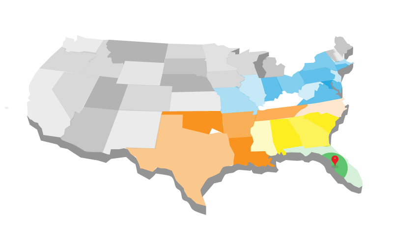 Shipping map of USA